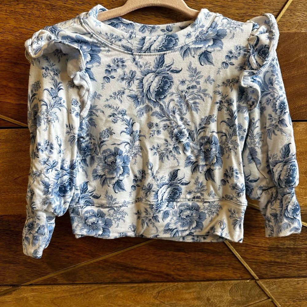 Posh Peanut Yve Floral Blue Kids Sweatshirt